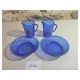 2 Shirley Temple Creamers & 2 Dishes (rough edges)