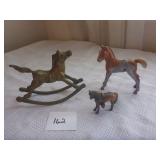 3 Metal Horse Figurines