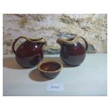 2 Hull Pitchers, small dish