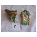 Hat & Clock with Cat Wall Pocket