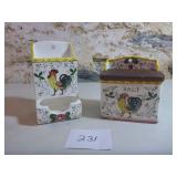 Rooster Match Holder & Salt Crock (both have...
