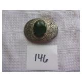 Belt Buckle with Green Stone