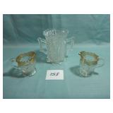 Celery Stand/Spooner, 2 Creamers with Gold Edge