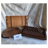Wooden Serving Trays, Carving Tray w/Meat Holder