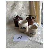 Brown Wire Top Crocks, Beef & Pork Dripping Crocks