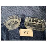 Lead Crystal Footed Bowl, Glass Relish Dish