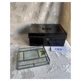 Metal Box, Glass & Metal Box with Pressed Flowers