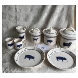 Farm Animal Canister Set, Plates, Cups, Strainer