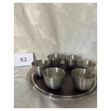Jefferson Pewter Cups & Tray by Josten