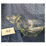 Chip & Dip Glass Bowls with Metal Holder