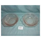 2 Matching Pink Depression Bowls (1 rough edge)