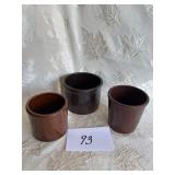3 Small Brown Crocks