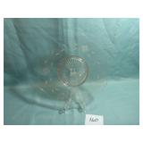 Etched Pink Depression Cake Plate