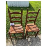 2 Ladder Back Chairs with Rush Seat