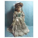 Porcelain Doll with Cloth Body, includes Stand