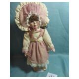Dynasty Porcelain Doll with Cloth Body, Stand