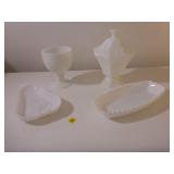 Milkglass Pieces (chip on base of goblet)