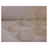 Pressed Glass Biscuit Jar, Bowls, Dome...