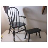 Childï¿½s Black Painted Chair & Stool