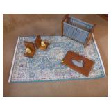 Rug, Magazine Rack, Duck Bookends, Picture