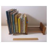 Cookbooks & Handcrafted Holder with Sliding...