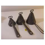 3 Graduated Tin Ice Cream Scoops
