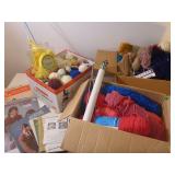 Large Supply of Yarn, Knitting Needles