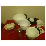 Plastic Mixing Bowls, Mini Loaf Pan, Sugar Jar