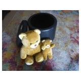 Black Hassock with Storage, Stuffed Teddy Bear