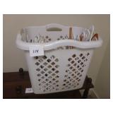 Wash Basket with Plastic Hangers