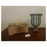 Decorative Box & Glass Urn with Stand