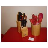 Wooden Knife Block with Knives & Wooden Kitchen...