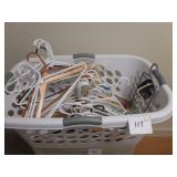 Wash Basket with Plastic Hangers