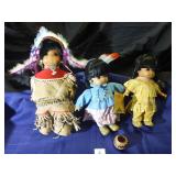 3 Native American Indians Precious Moments Dolls