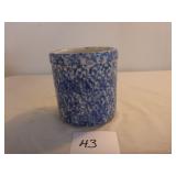 Blue Spatterware Roseville Crock