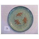Pottery Plate with Leaves (signed)