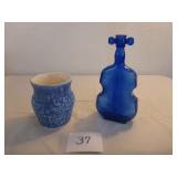Blue Spatterware Riverside Pottery Vase, Cobalt...