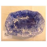 Blue Spongeware Oval Dish