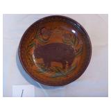 Ned Foltz Redware Pottery Pig Plate 2003 Signed