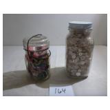 Jar of Embroidery Thread & Jar of Buttons