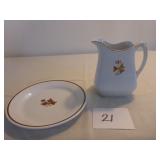 Tea Leaf Patten Ironstone Small Pitcher & Plate