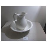 Ceramic Pitcher & Ironstone Bowl