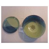 Pottery Plate & Colander (signed)