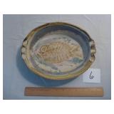 Pottery Fish Oval Dish by Bertel 1989 (hairline...