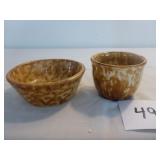 2 Brown Spatterware Cups
