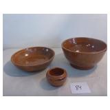 Stoneware Pottery Colander, Dish & Egg...