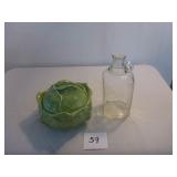 Lettuce China Bowl, Clear Bottle Pitcher