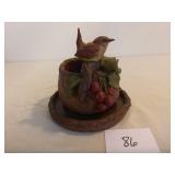 Pottery Succulent Planter with Bird