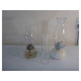 2 Kerosene Oil Lamps, Extra Chimney
