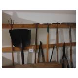 Shovel, Hoes, Rake, Pruners, Tree Saw